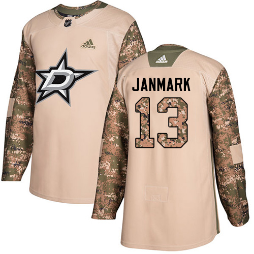 Adidas Stars #13 Mattias Janmark Camo Authentic Veterans Day Youth Stitched NHL Jersey